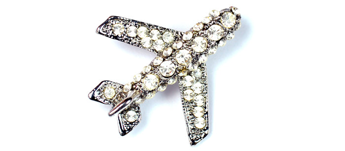 Large Clear Crystal Silver Tone Pin