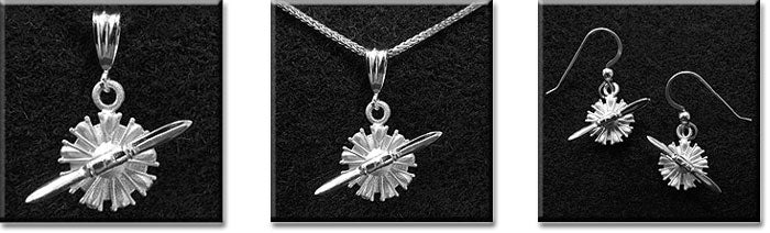 Radial Engine and Spinning Prop Sterling Silver (Small)