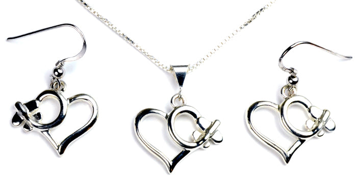 Low Wing Heart : Sterling Silver