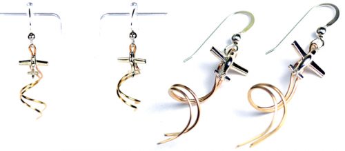 Mini Airplane Spiral Earrings- Sterling Silver and Gold Filled