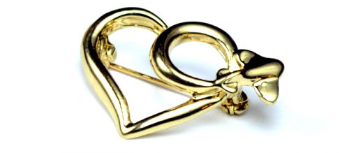 Heart Large Gold Plated Brooch Pin