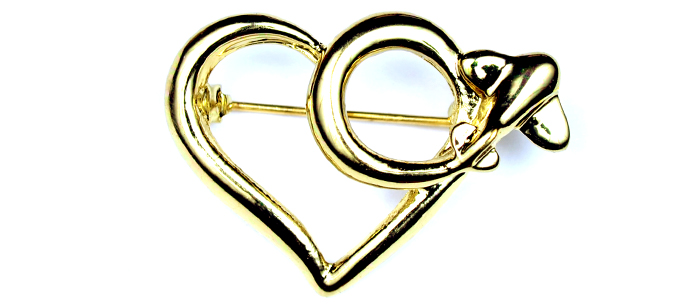 Heart Large Gold Plated Brooch Pin