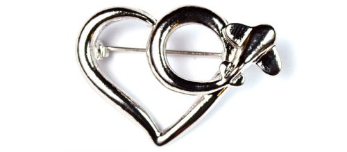 Heart Large Silver Plated Brooch Pin
