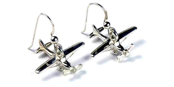 Taildragger 3D Top View with Spinning Prop : Sterling Silver